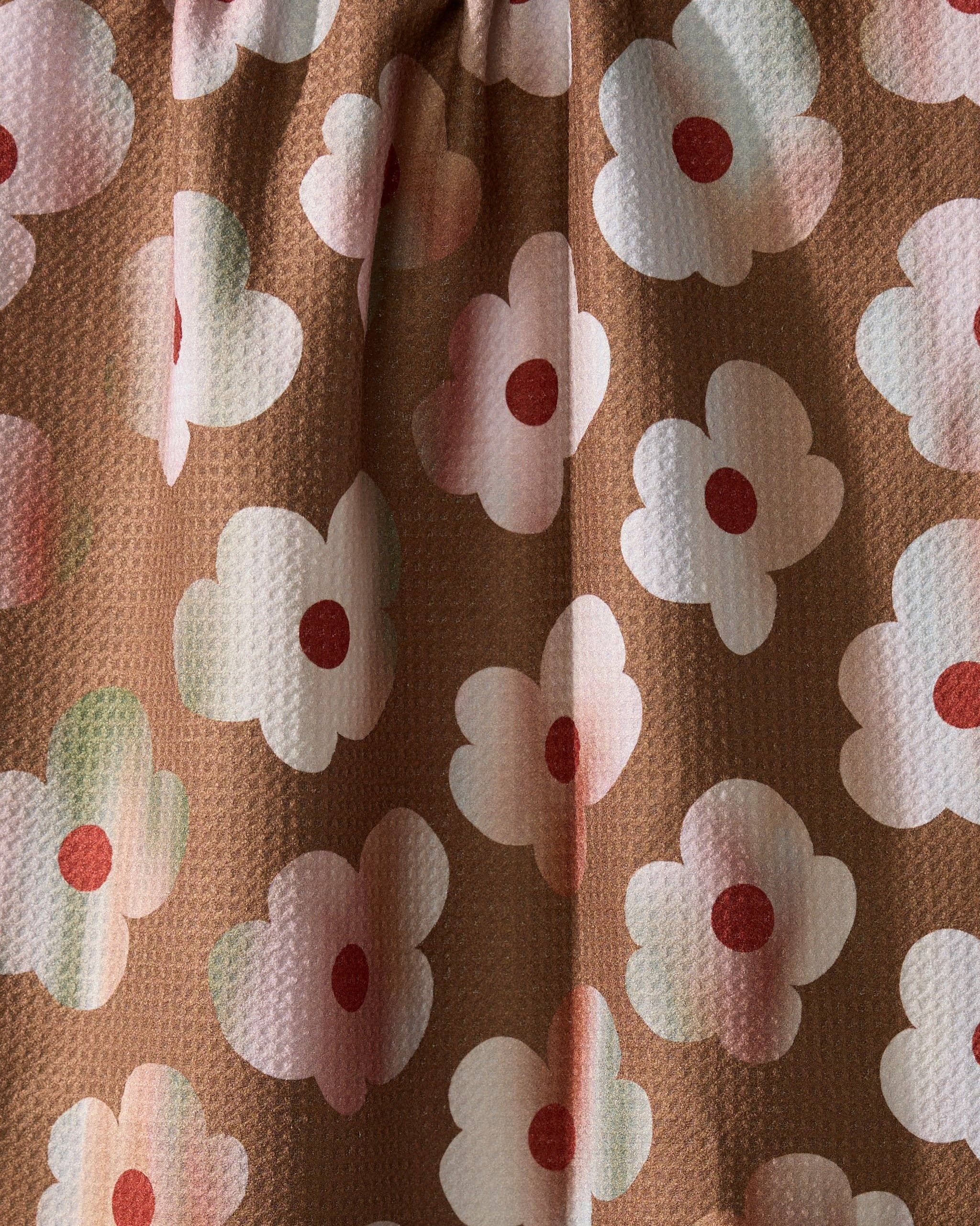 Geometry Brushed Bouquet Brown Tea Towel