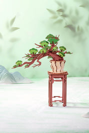 Modern Wooden Puzzle: Evergreen Pine Bonsai