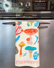 Mushroom Linen Cotton Handmade Tea Towel