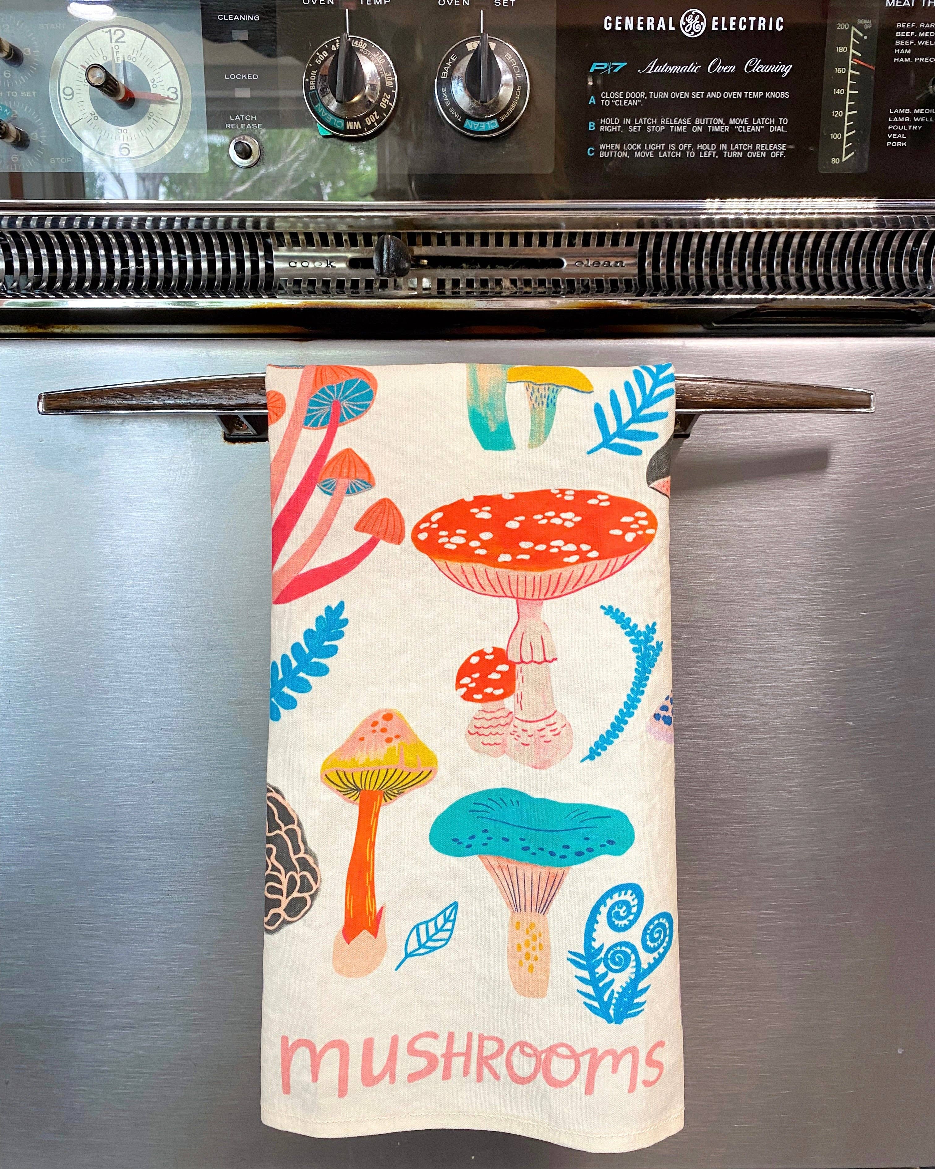 Mushroom Linen Cotton Handmade Tea Towel