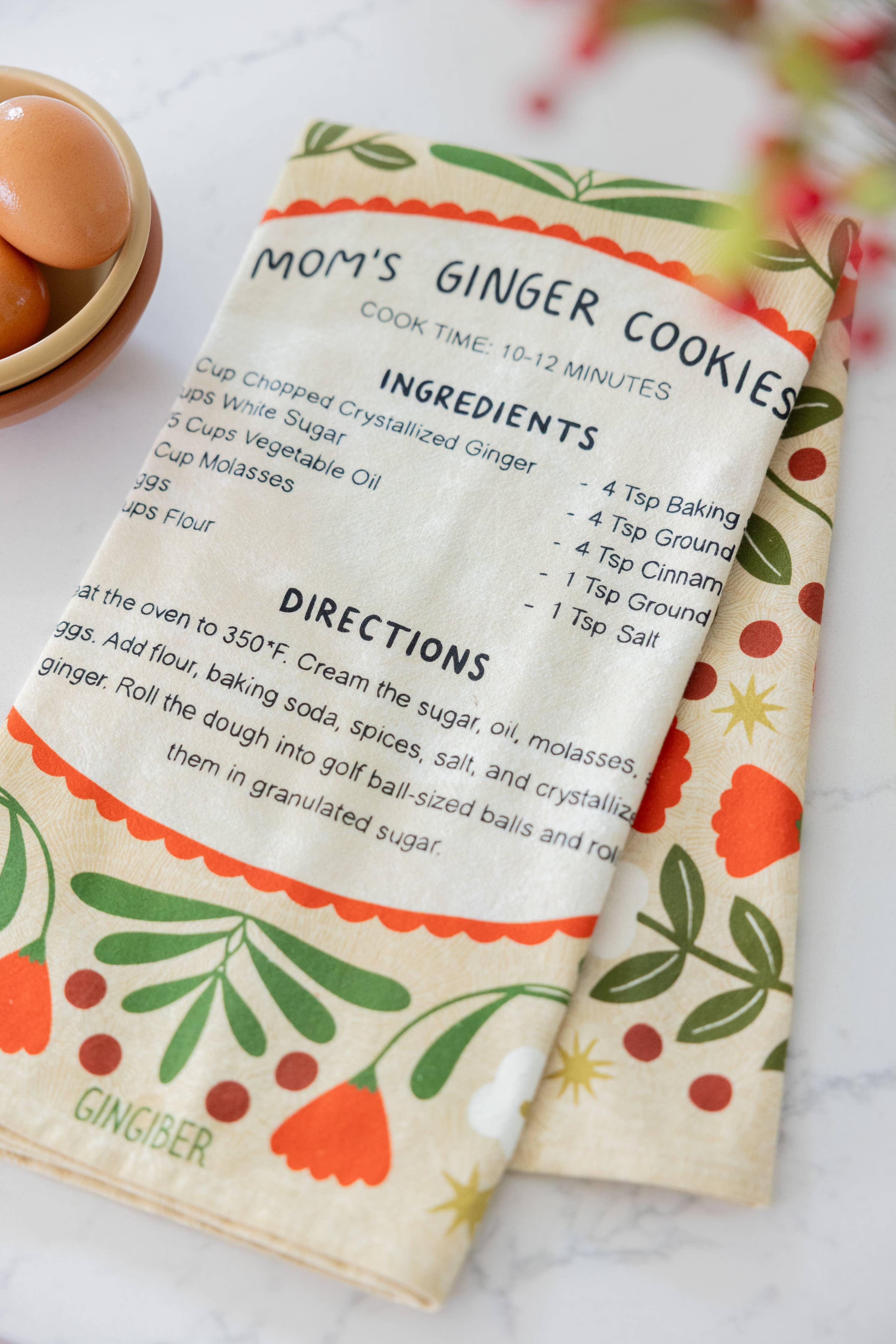 Ginger Cookies Tea Towel – Holiday Baking