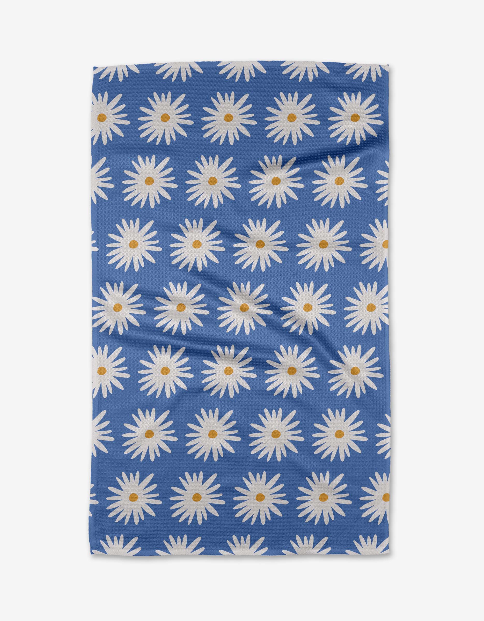 Geometry Blue Daisies Kitchen Tea Towel