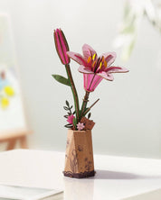 Pink Lily DIY Wooden Flower Bouquet 3D