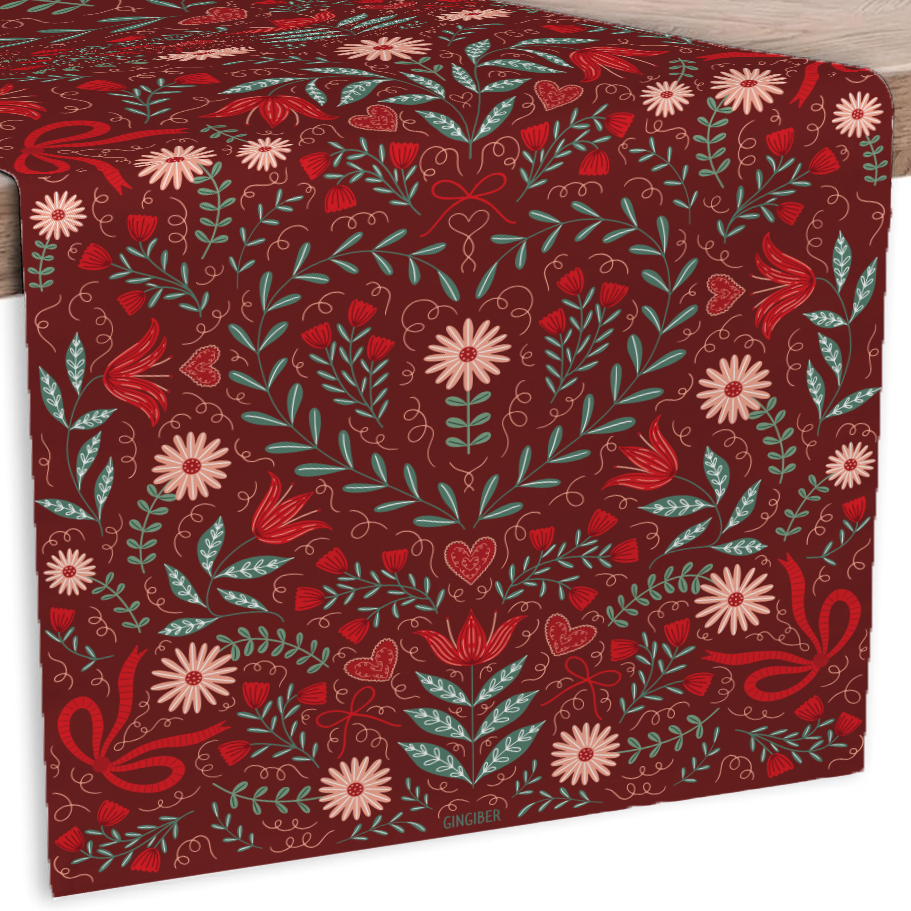 Sweetheart Table Runner – Red Cotton for Valentine’s Day