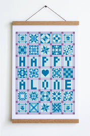 Patchwork Quilt Print- Happy Alone