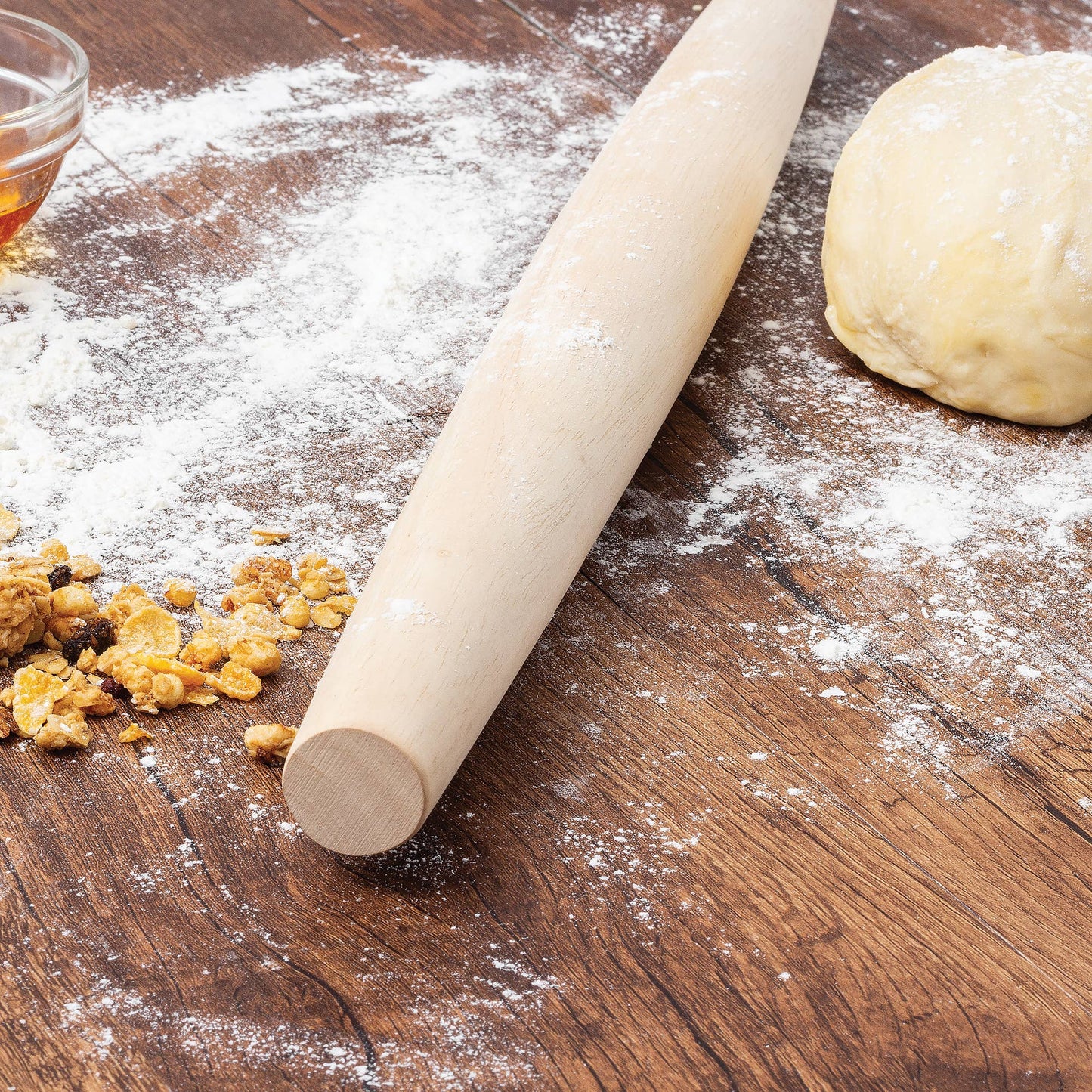 Fox Run Straight Rolling Pin with Tapered Ends, Wood- 20"