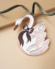 Winter Swan Enamel Keychain