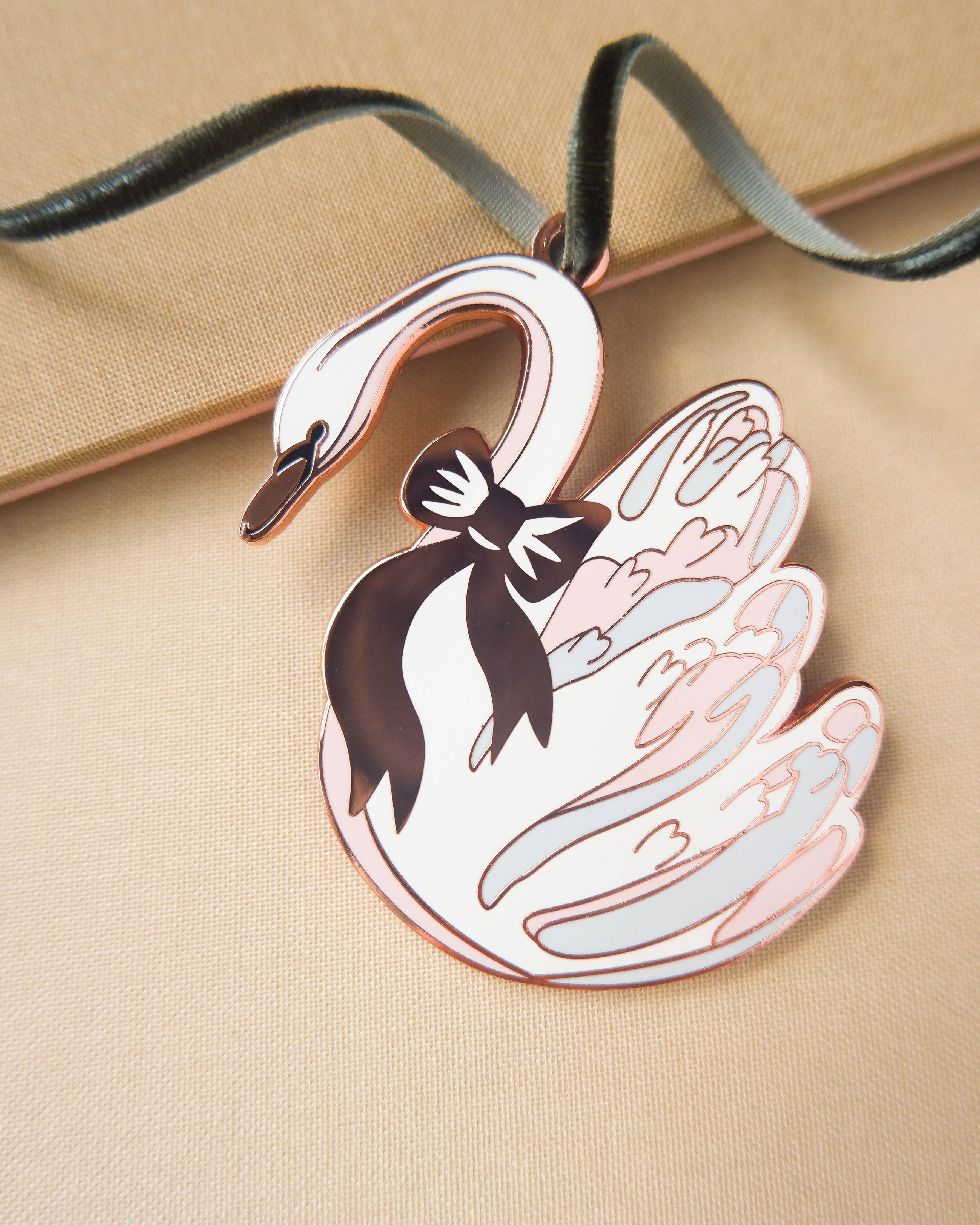 Winter Swan Enamel Keychain