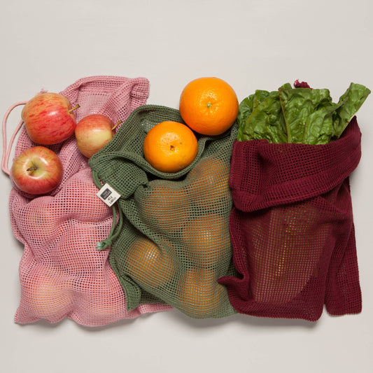 Le Marche Blush/Maroon/Green Mesh Produce Bags Set of 3
