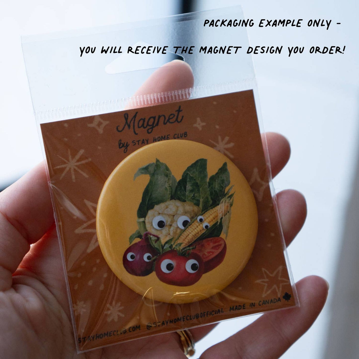 Stay Home Club Googly Peach Magnet