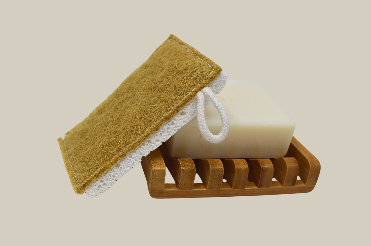Cellulose Sponge with Sisal Scrubber – Plastic-Free Kitchen 