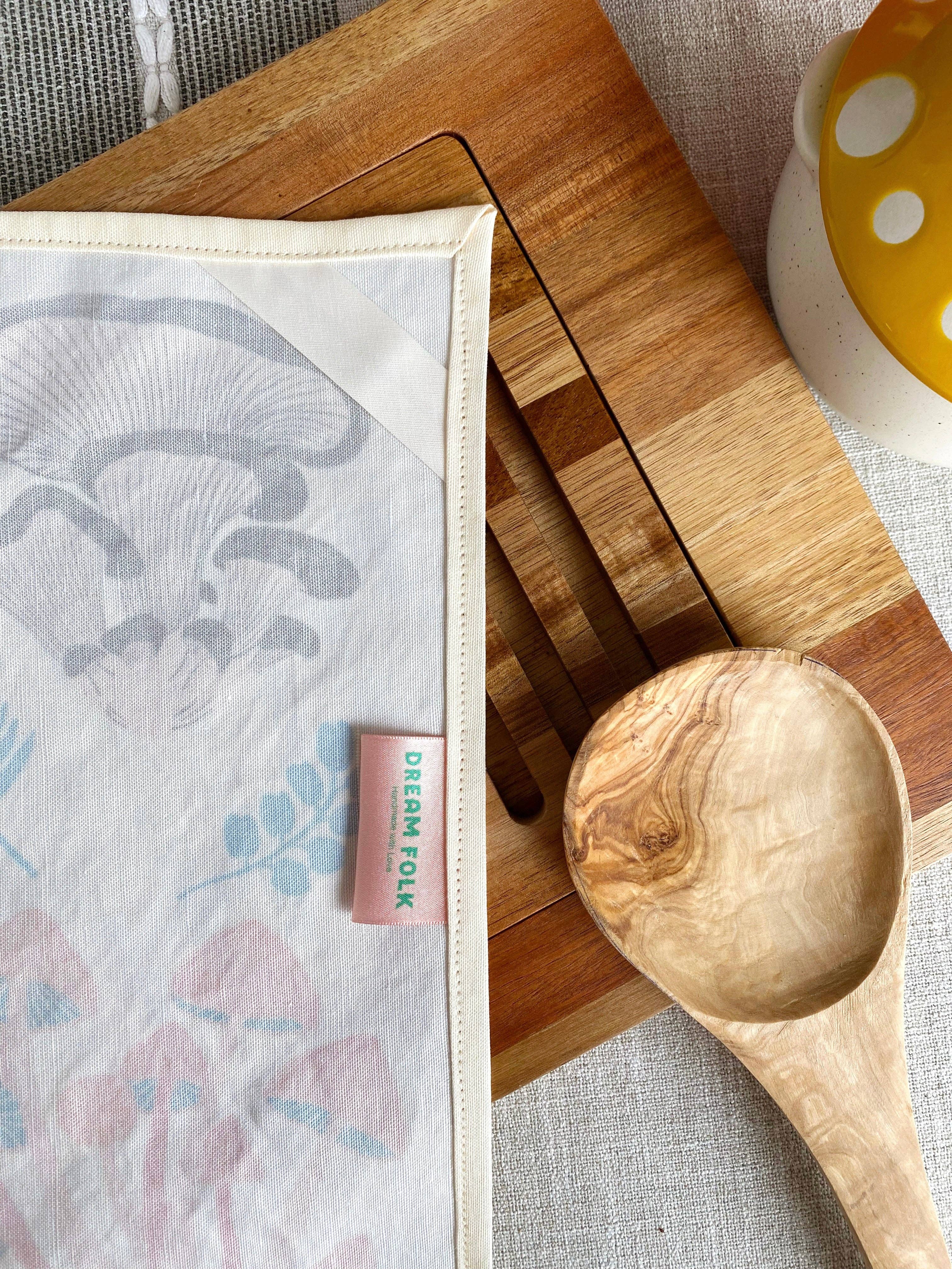 Mushroom Linen Cotton Handmade Tea Towel