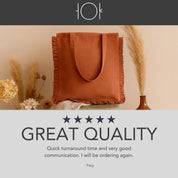 Canvas Ruffle Tote Bag: Natural