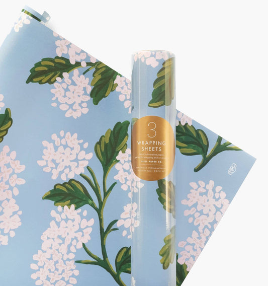 Rifle Paper Co. Roll of 3 Hydrangea Wrapping Sheets