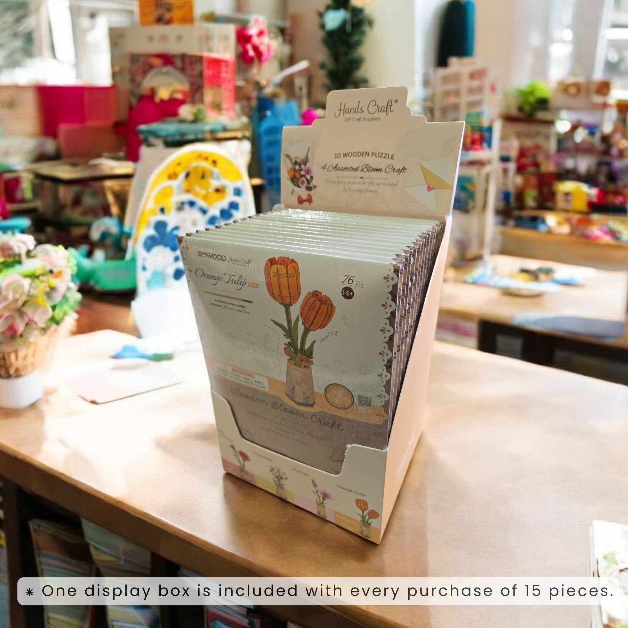 3D Wooden Flower Puzzle: Orange Tulip