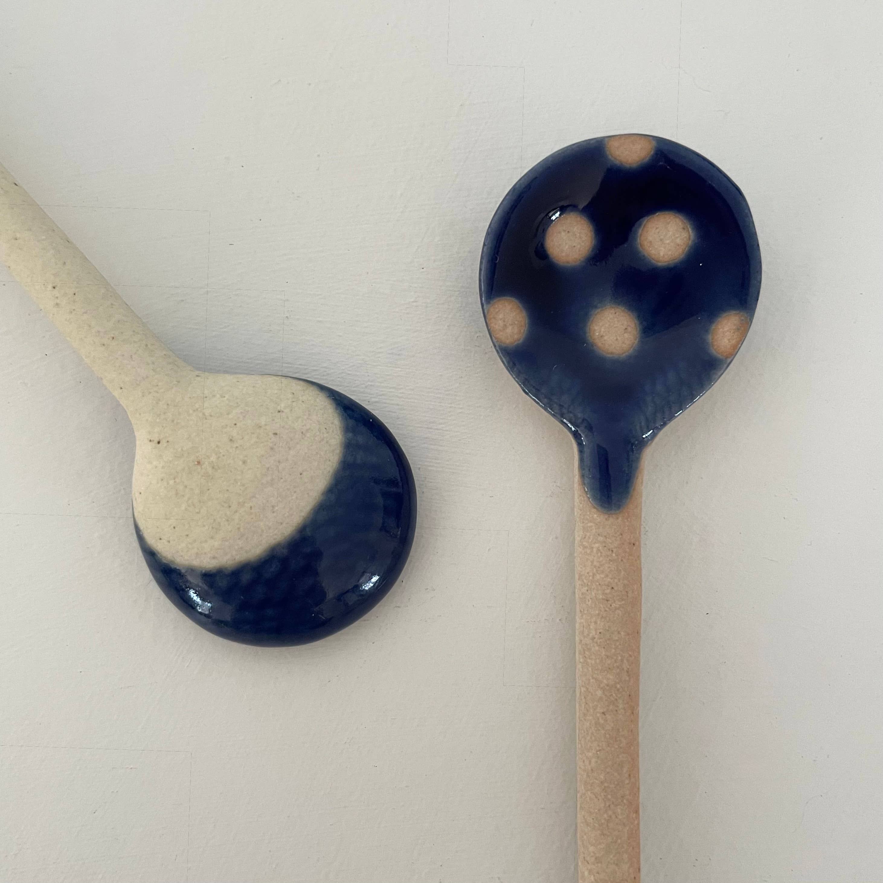 Polka dot small handmade Japanese pottery coffee tea spoon