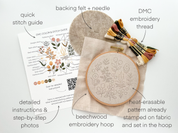 Floral Embroidery DIY Kit, modern embroidery craft kit