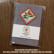 Linen Notebook- Frog With Leaf Umbrella