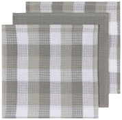 Check London Gray Waffle Dishcloths Set of 3