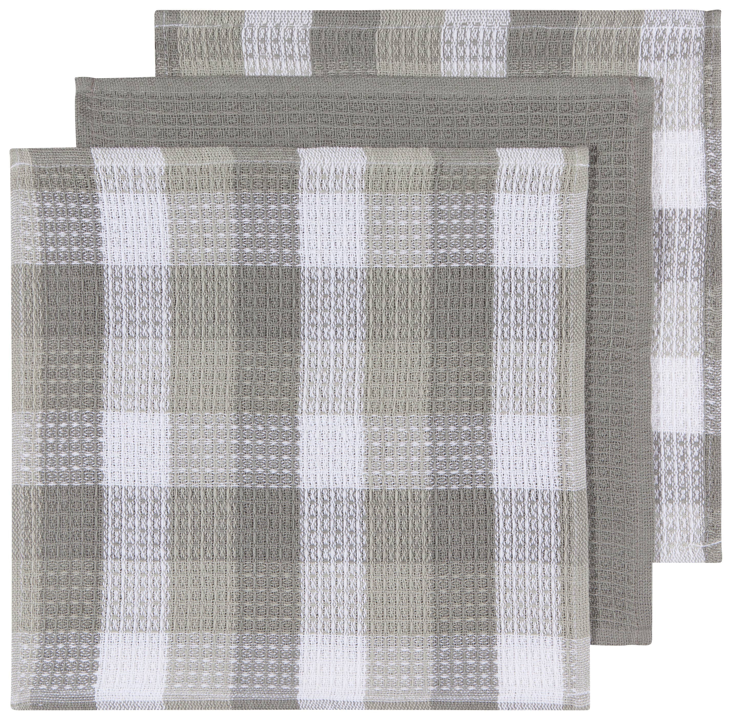 Check London Gray Waffle Dishcloths Set of 3