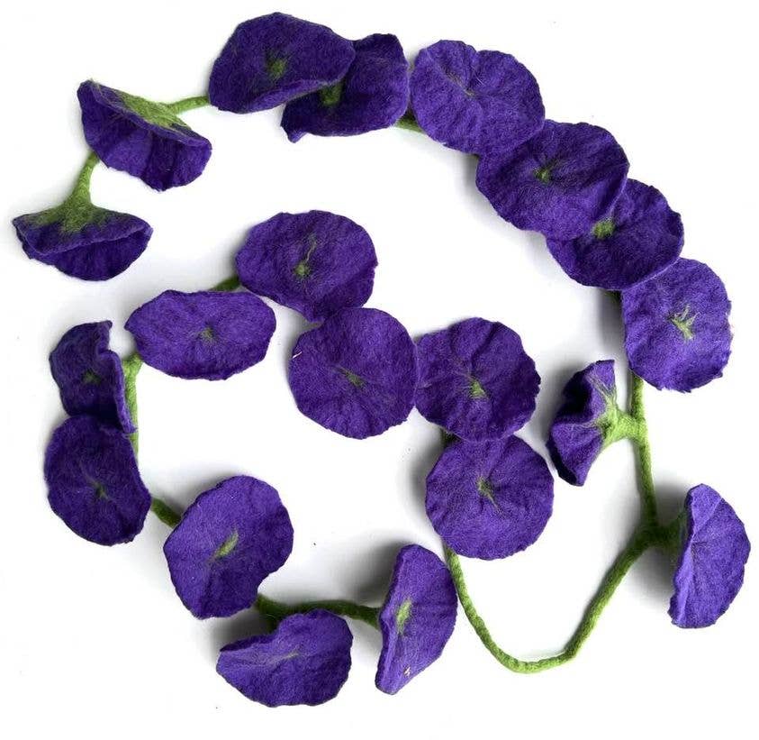 Felt Flower Vine Garland - Purple