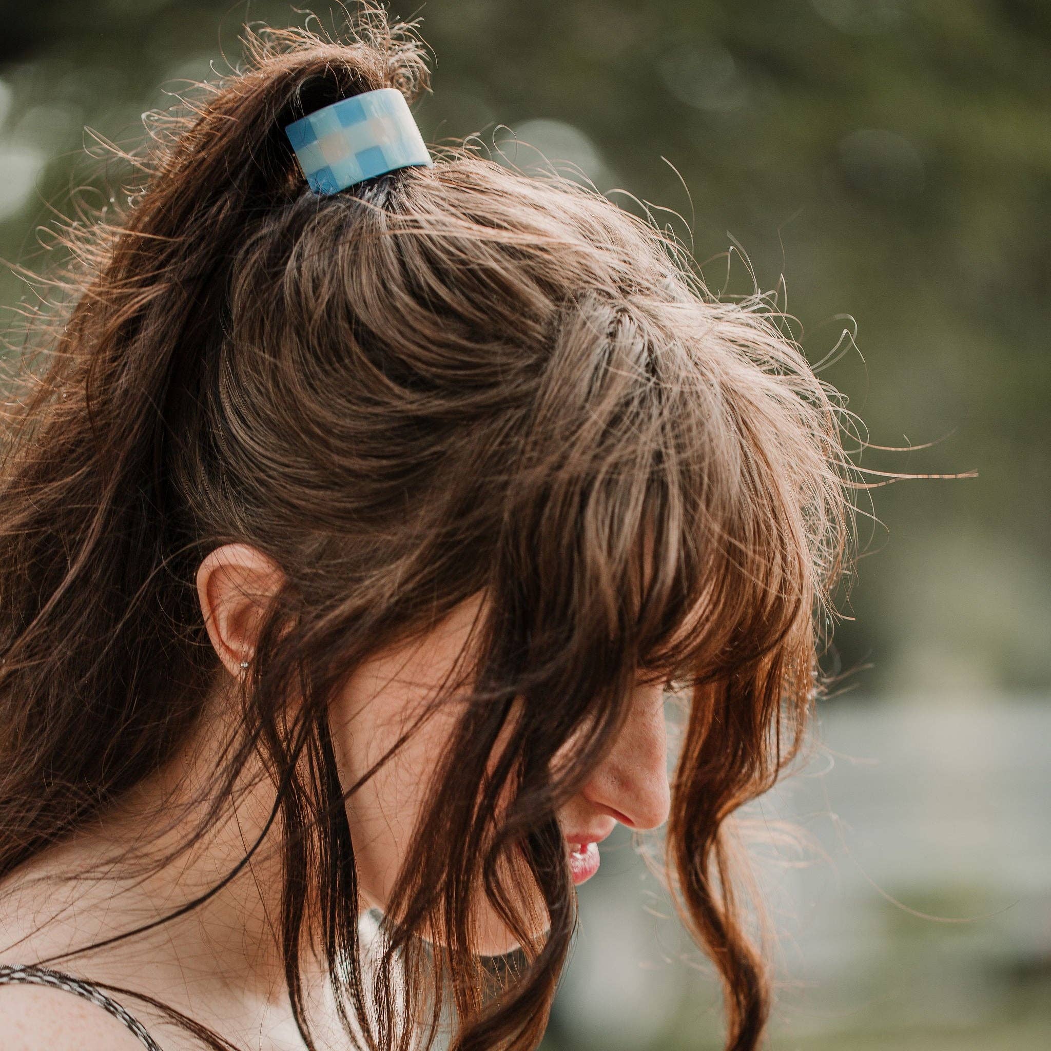Gingham Ponytail Clip