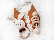 Natural Cotton Crochet Bunny Rattle