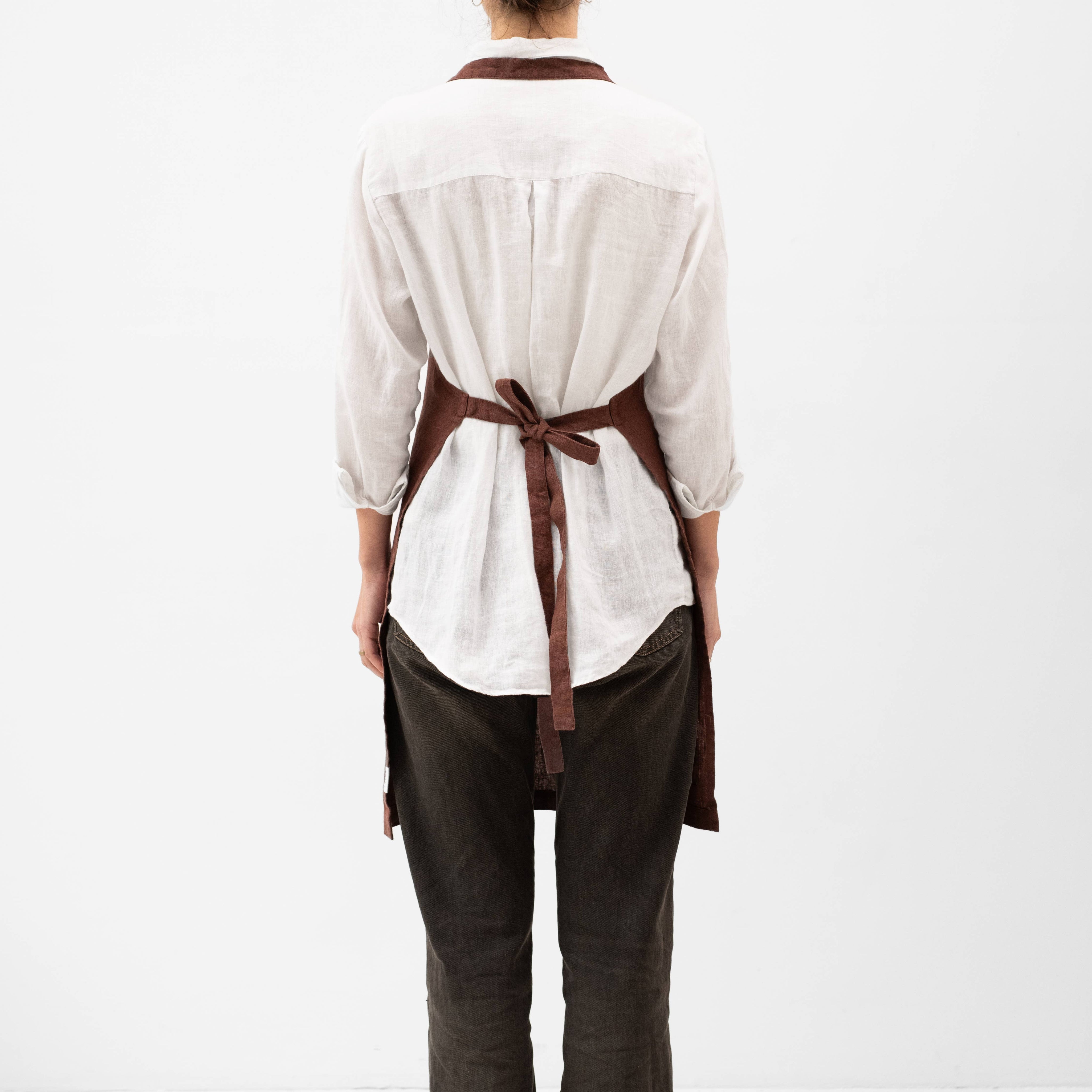 Chocolate Linen Daily Apron