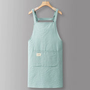 Cotton Striped Grid Kitchen Apron with Pocket_CWMM10095