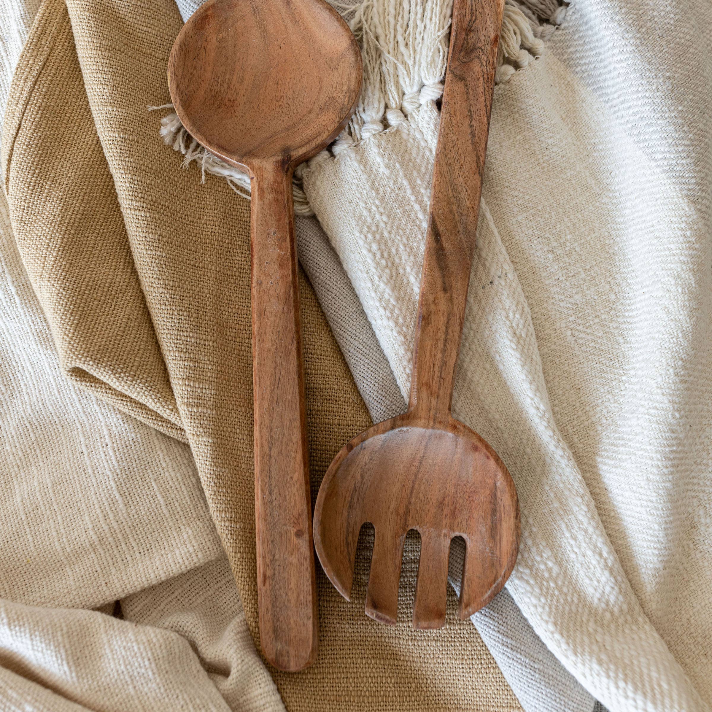 Prairie Set 2 Serving Utensils Acacia Wood