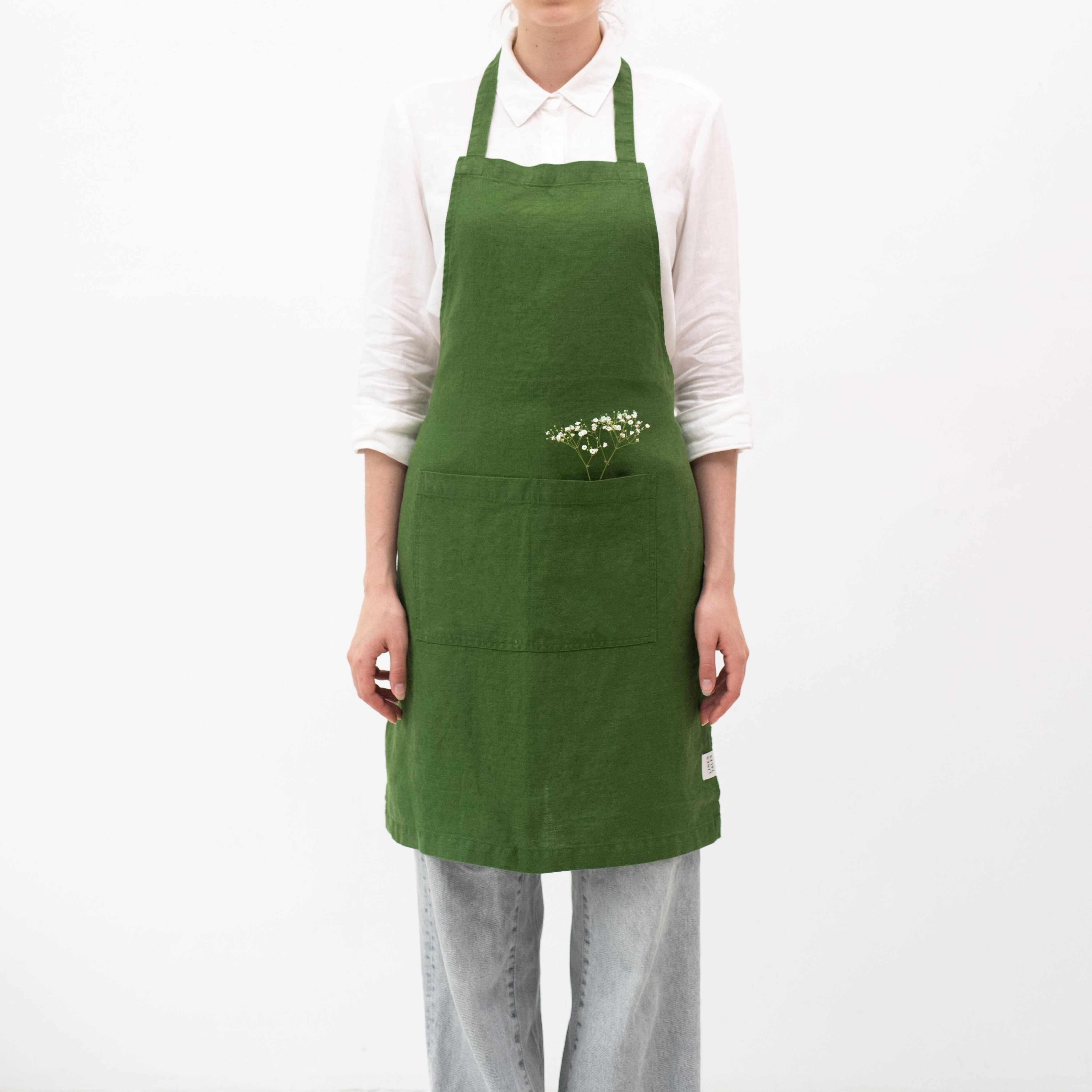 True Green Linen Daily Apron