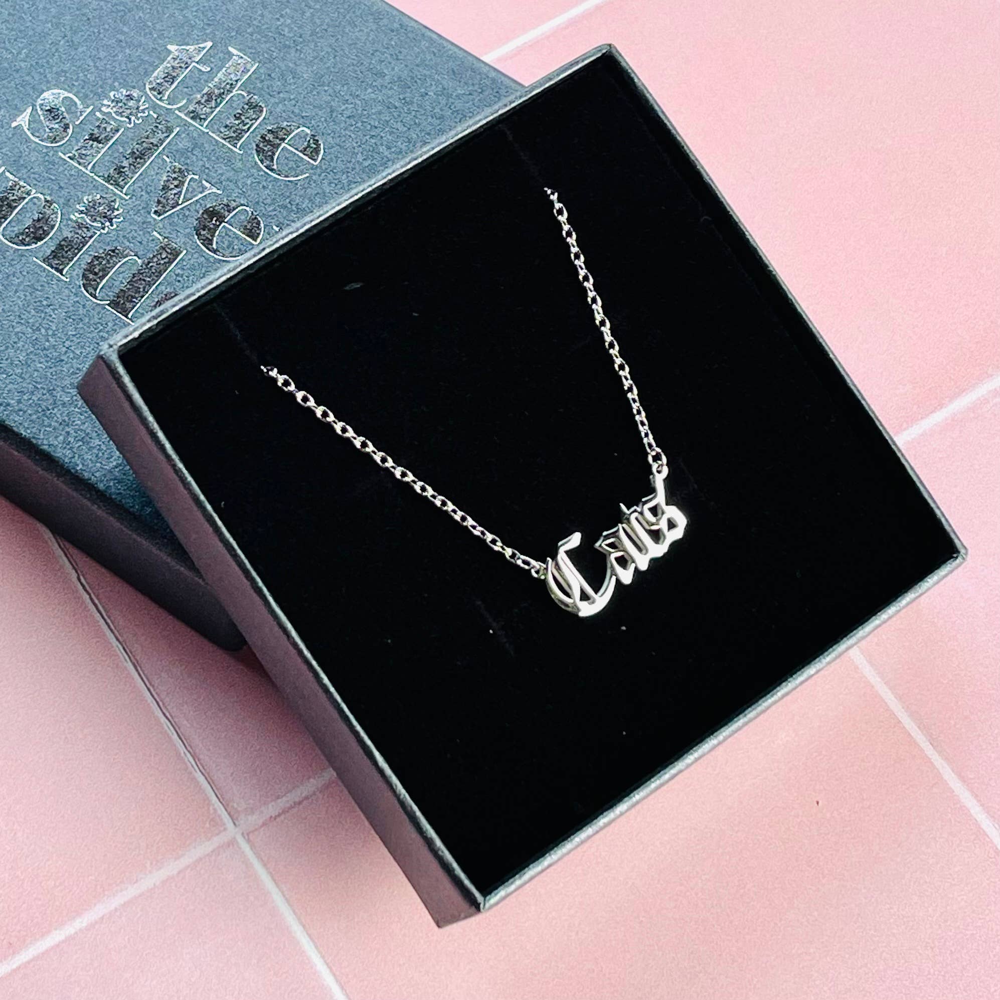 Cats word Necklace stainless steel gold animal lover
