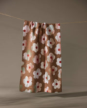 Geometry Brushed Bouquet Brown Tea Towel