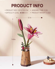 Pink Lily DIY Wooden Flower Bouquet 3D
