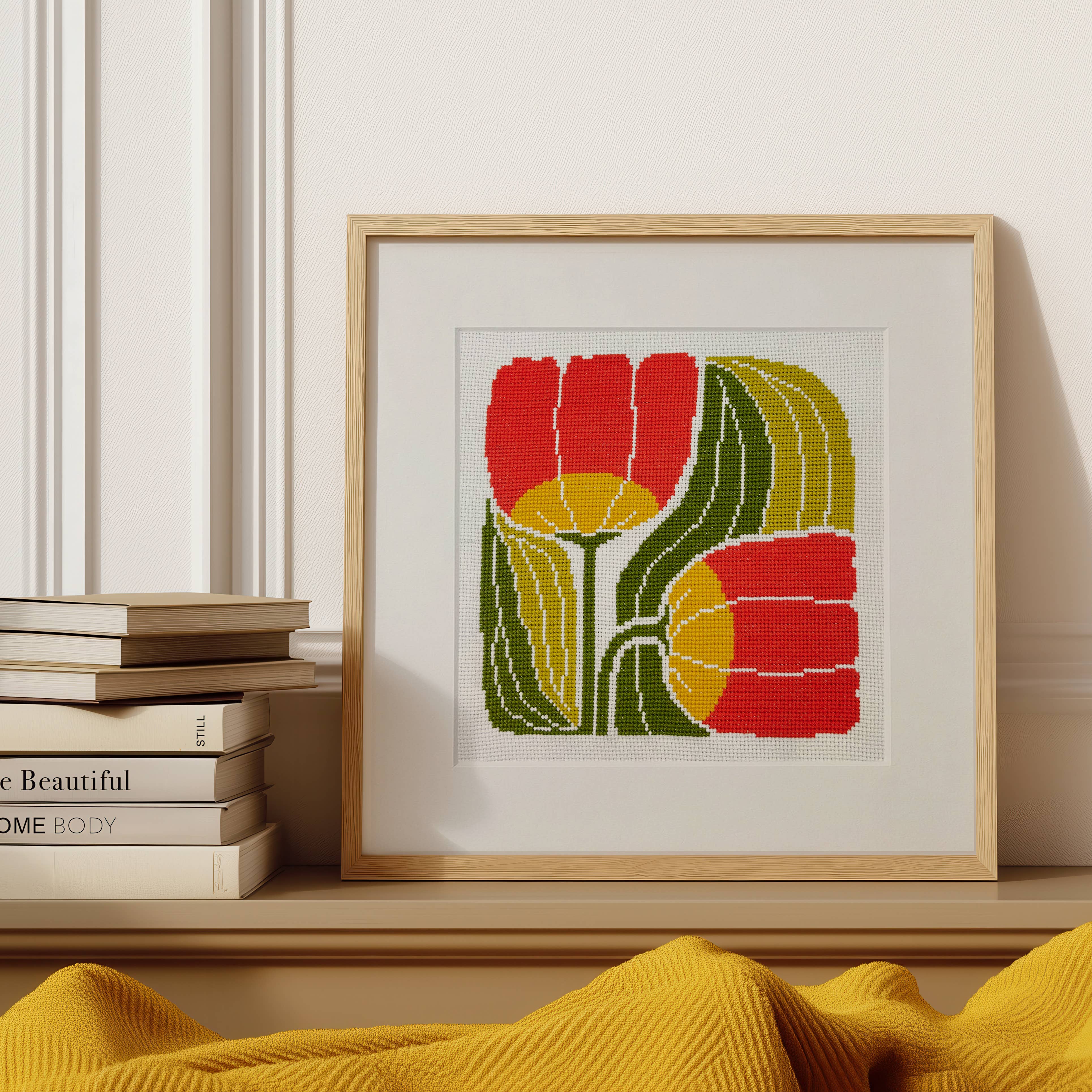 Twin Blooms Beginner Cross Stitch Kit 