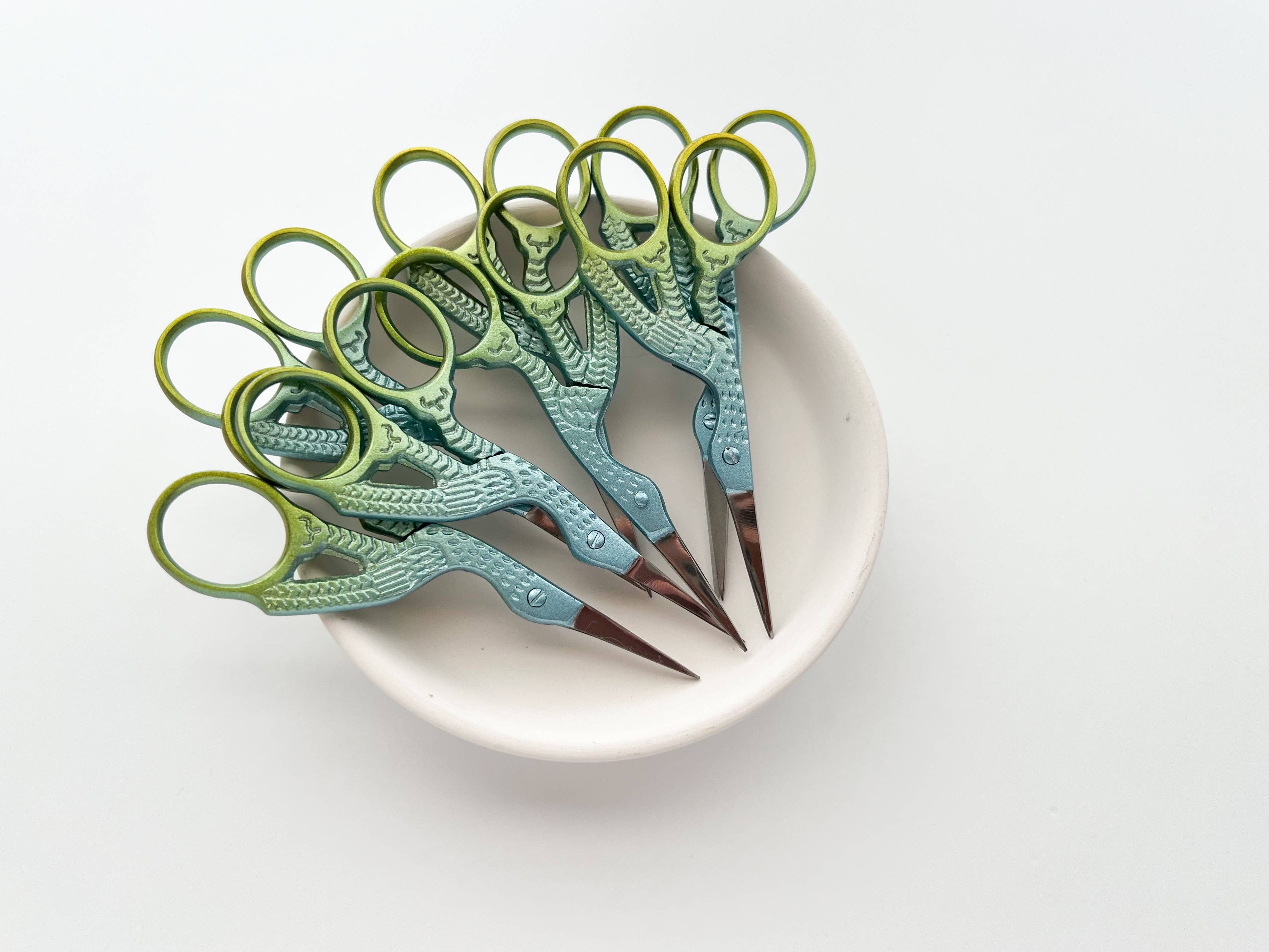 Stork Embroidery Scissors- Peacock