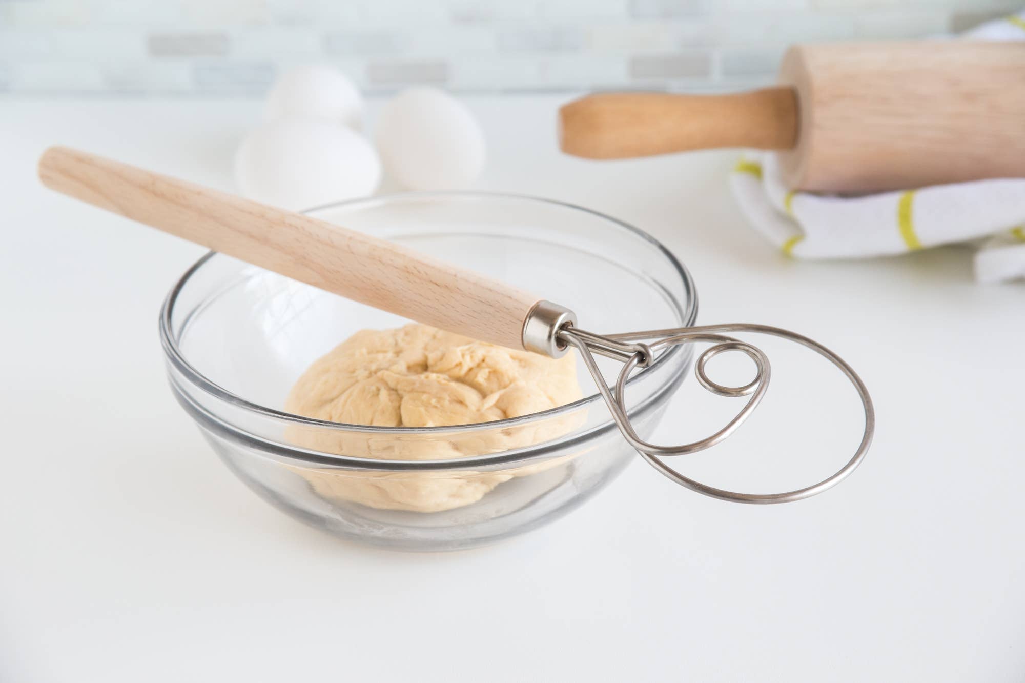 Fox Run Danish Dough Whisk- Stainless Steel and Wood, 12"