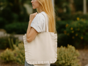 Canvas Ruffle Tote Bag: Natural