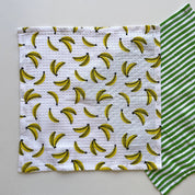 100% cotton banana and stripe kitchen dishcloths - set of 2