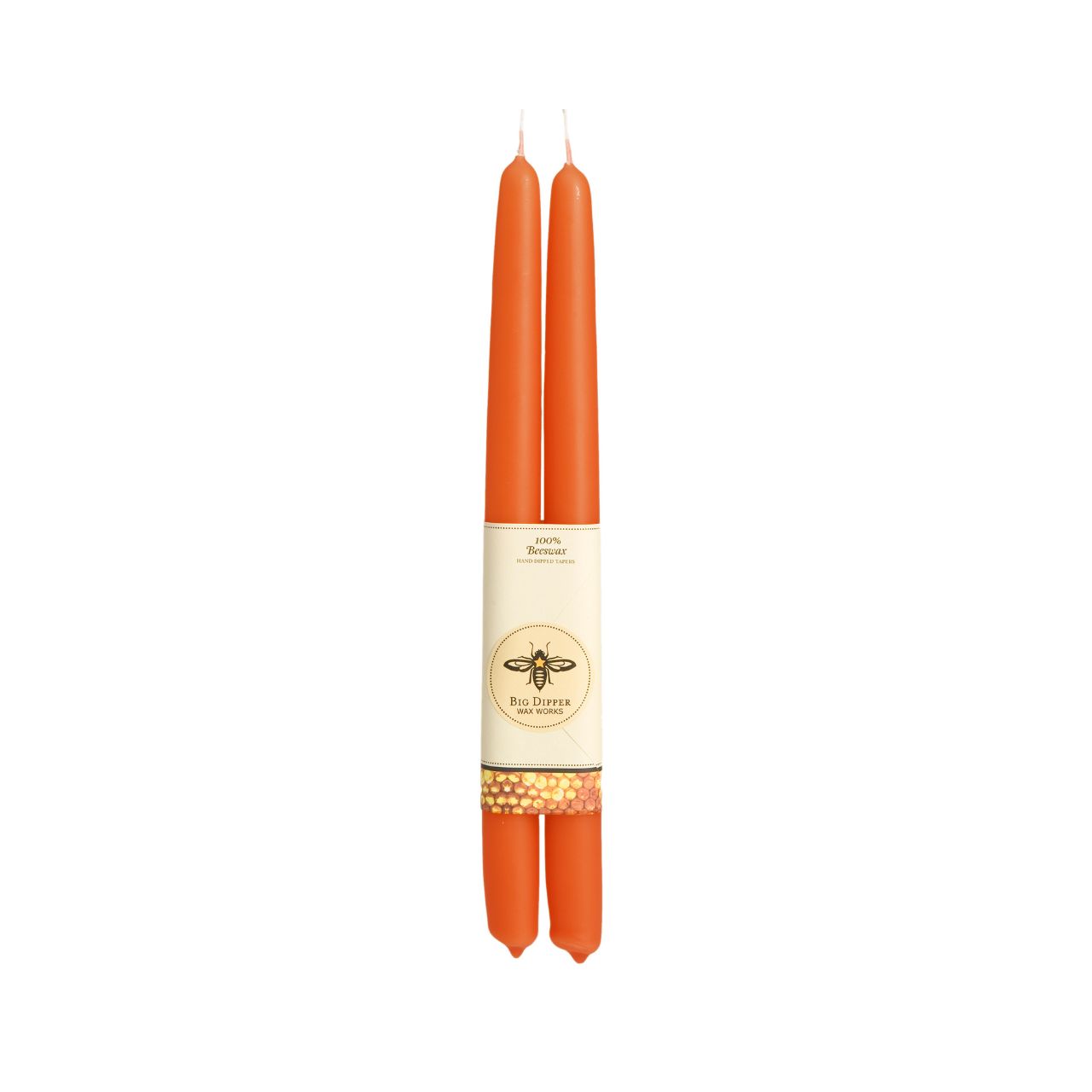 Big Dipper Beeswax Tapers, Pair - 100% Pure Beeswax (12 Hr. Burn)