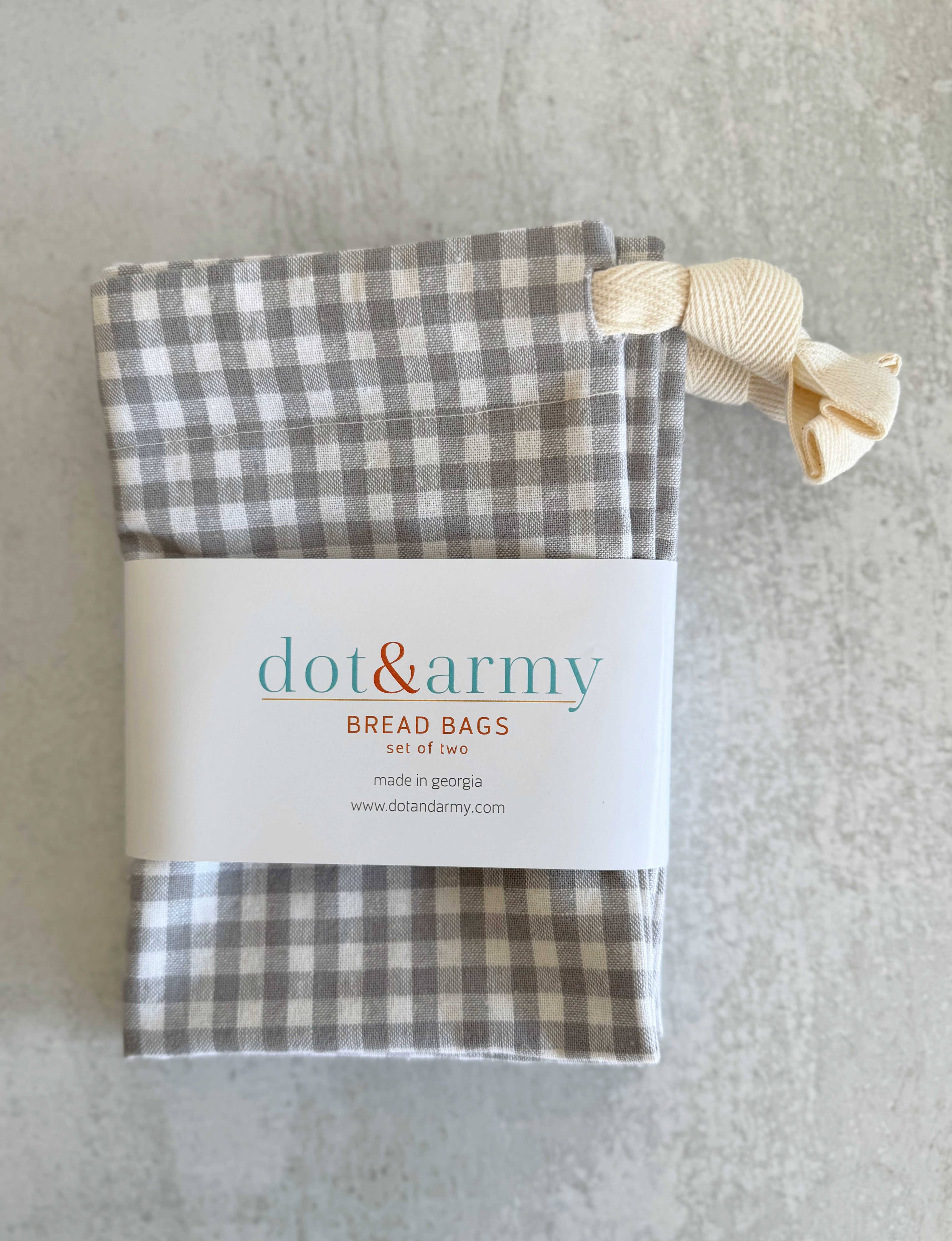 Check Linen Bread Bags, set of two