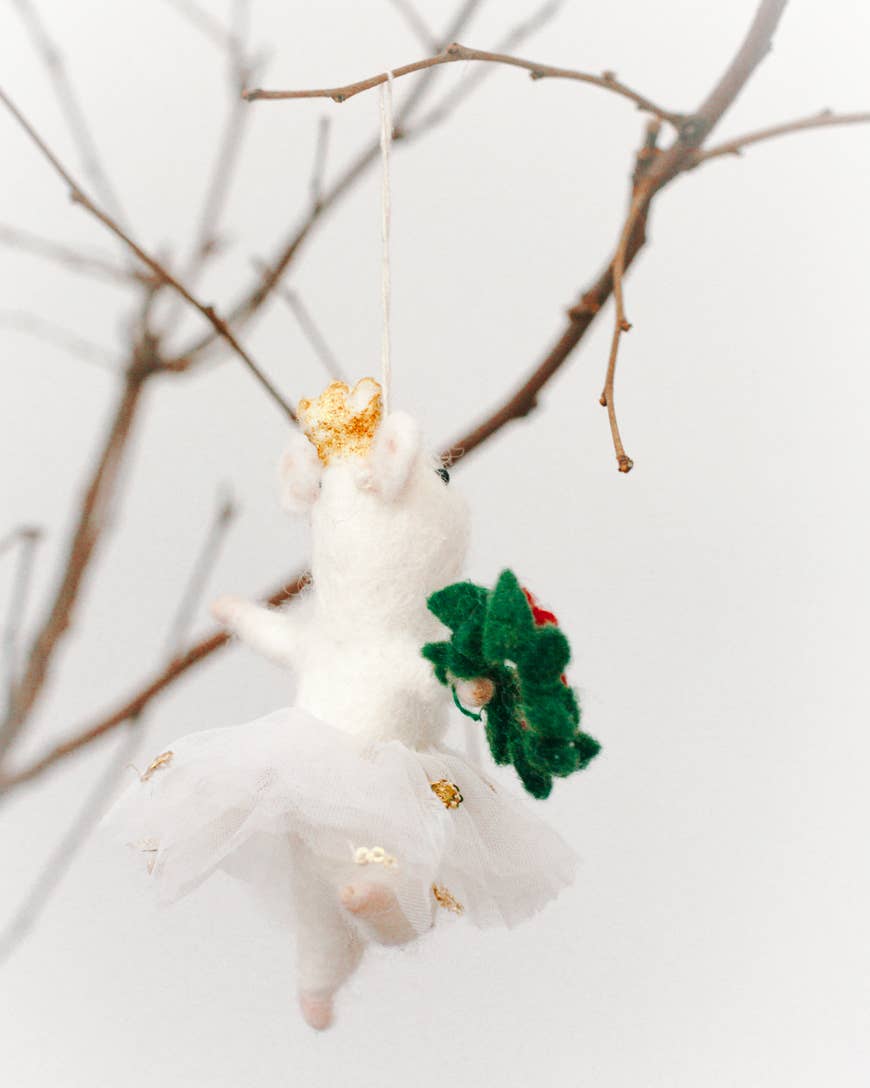 BALLERINA MOUSE FELT ORNAMENT | Handcrafted in Nepal