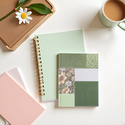 Green Patchwork Journal, Fabric Hardcover Stationary