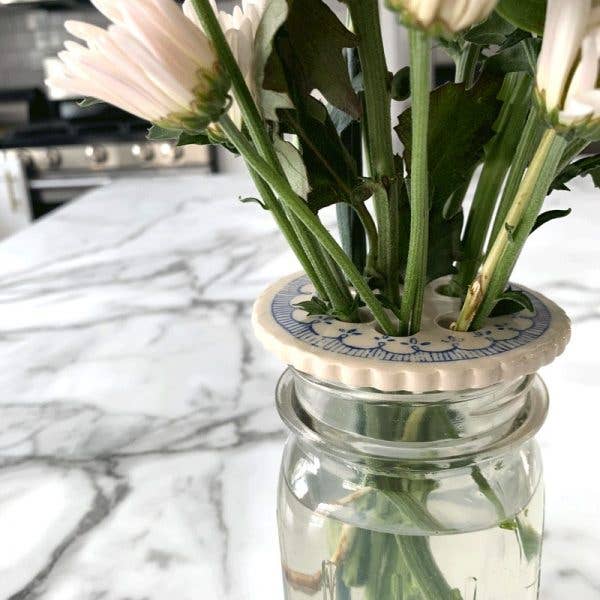 Magpie Mischief  Handmade Flower Frog- Rose