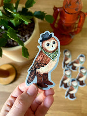Howdy Owl Cowboy Character Vinyl Sticker
