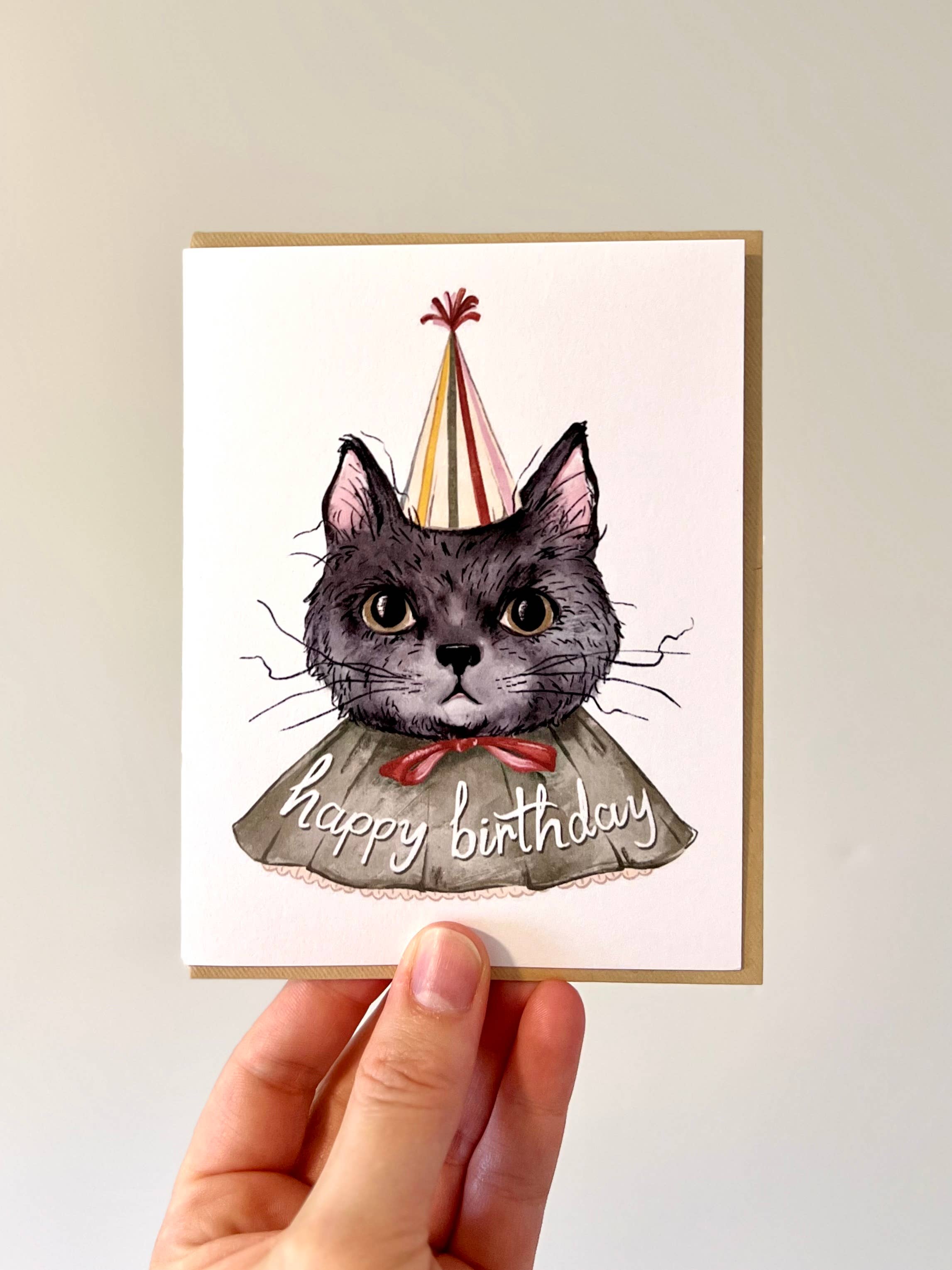 Happy Birthday Cat Clown Costume Greeting Card