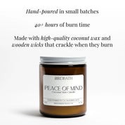 Peace of Mind Coconut Wax Candle with Wooden Wick - 8 oz