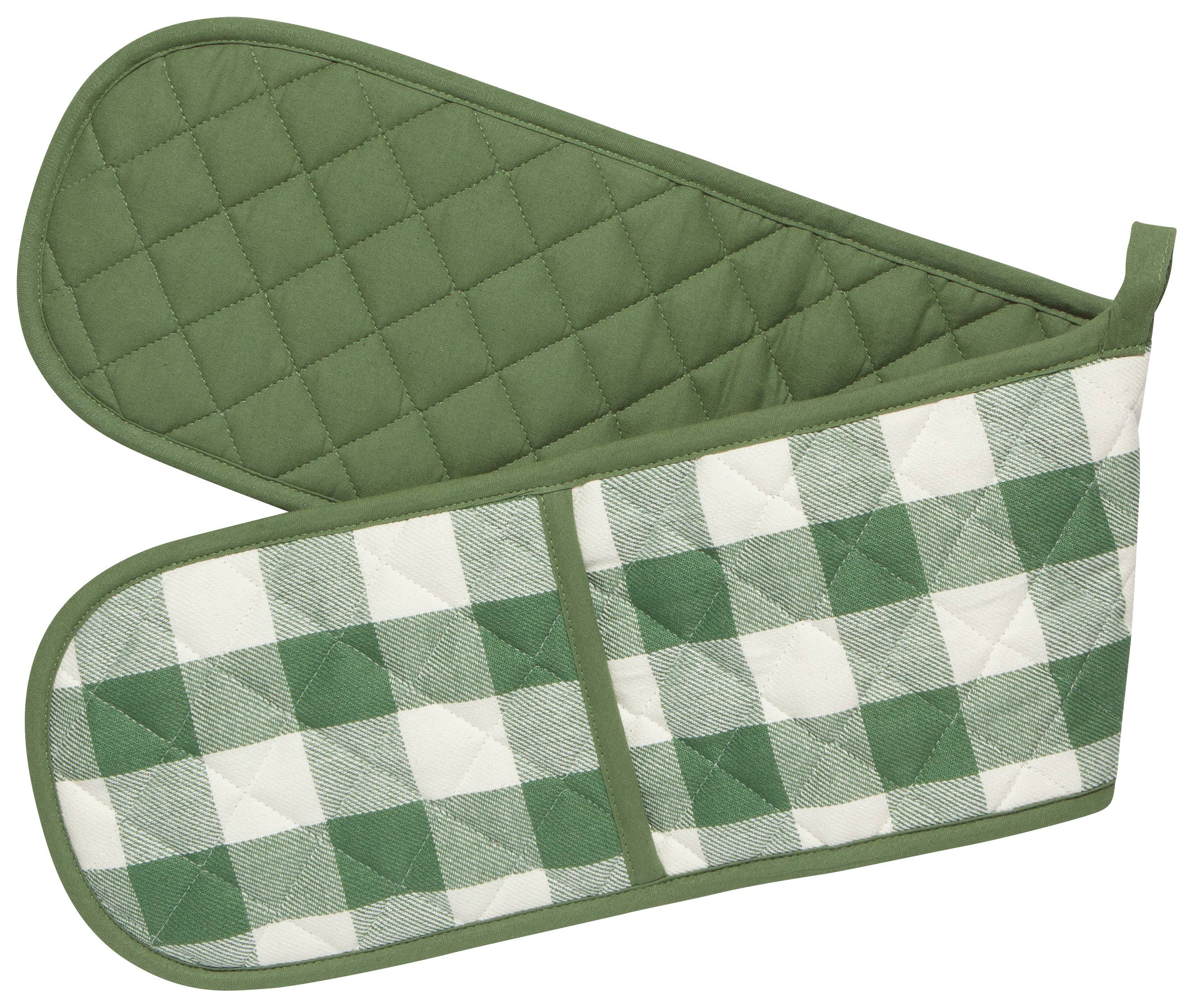 Elm Green Check Double Oven Mitt