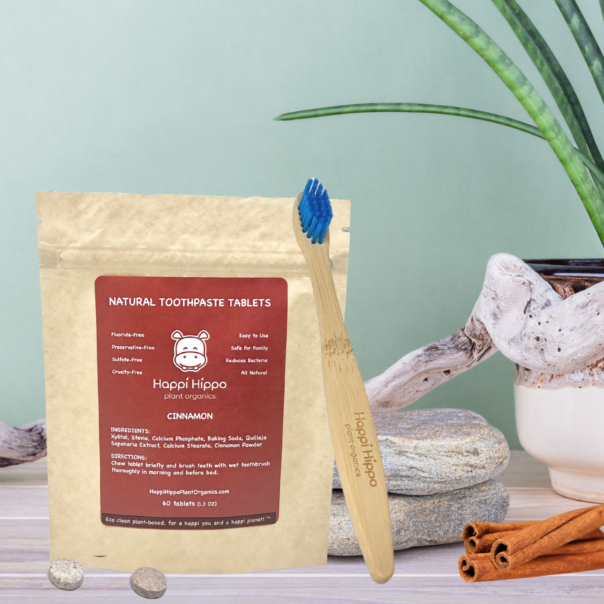 Cinnamon Toothpaste Tablets in Compostable Pouch