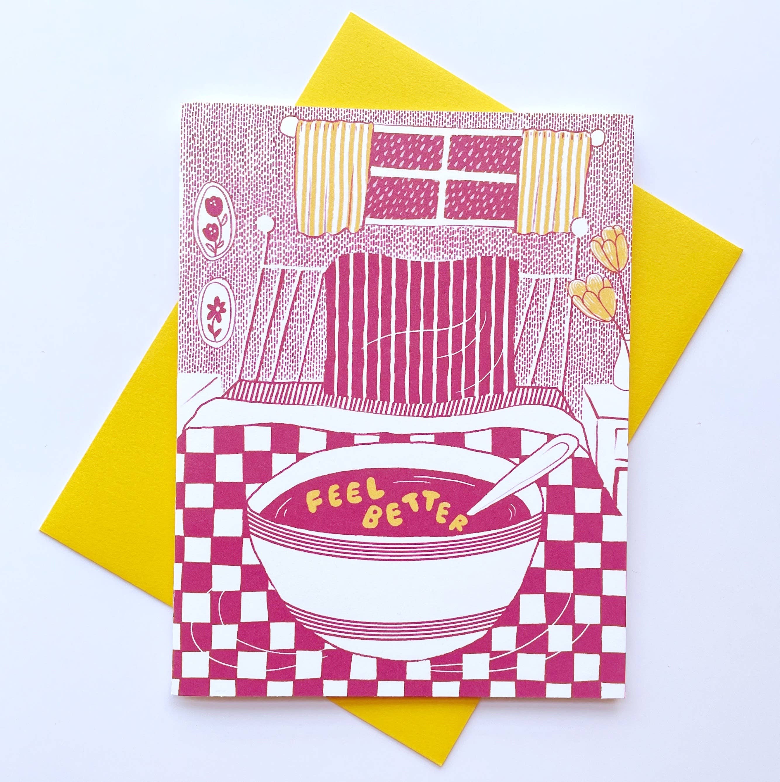 Feel Better Alphabet Soup in Bed Get Well Greeting Card